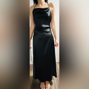 Zara Black Satin Maxi Dress